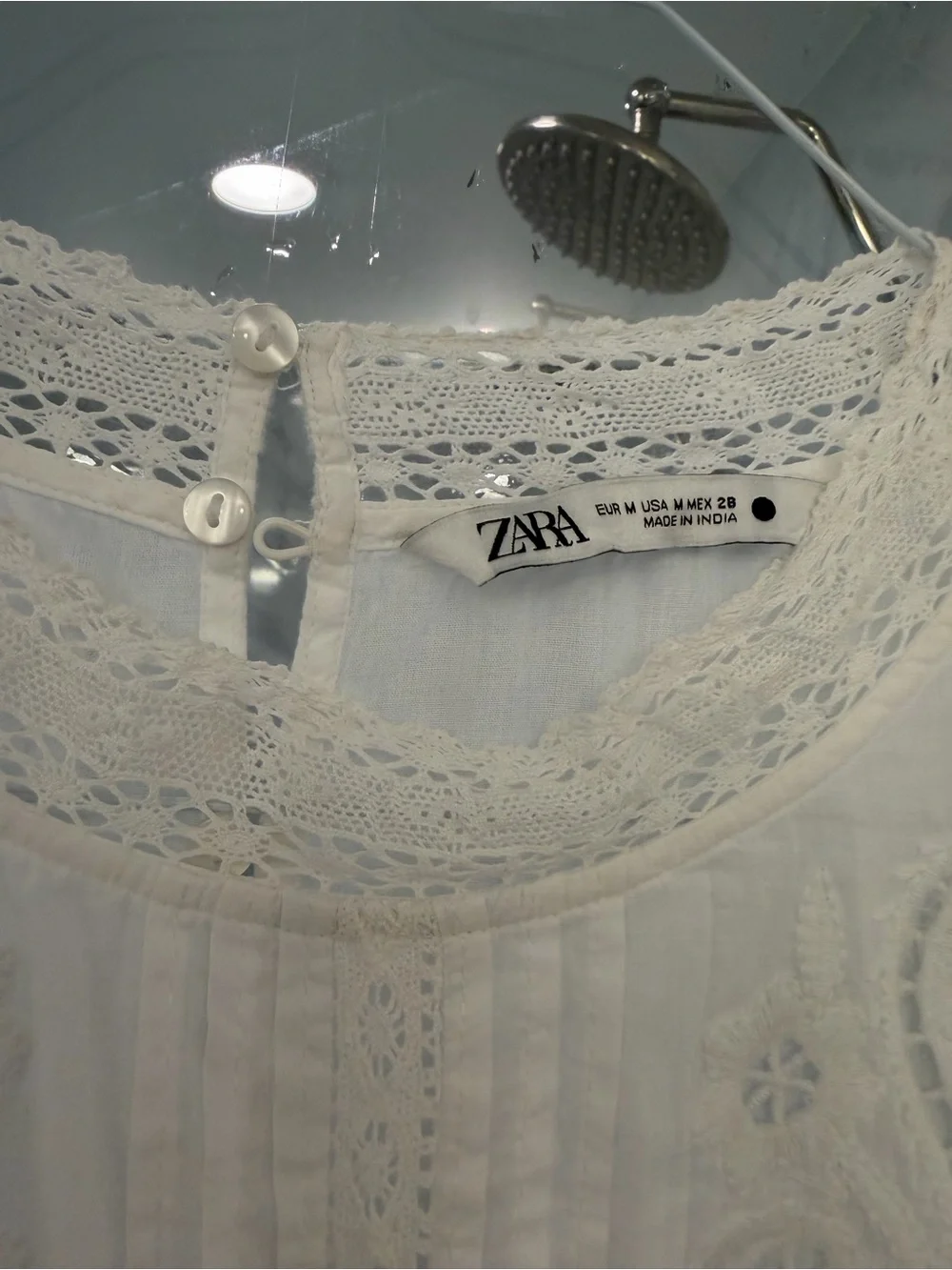 Zara Cream Embroidered Lace Peplum Blouse